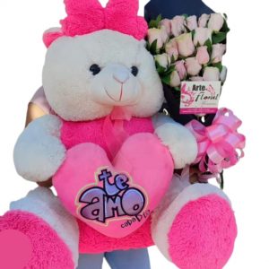 Hermoso Oso cafe con globo burbuja - Floristeria cali