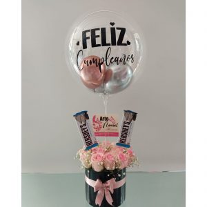 cubo redondo rosas rosadas