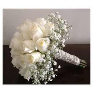 Bouquet de novia rosas blancas y perla - flores en cali