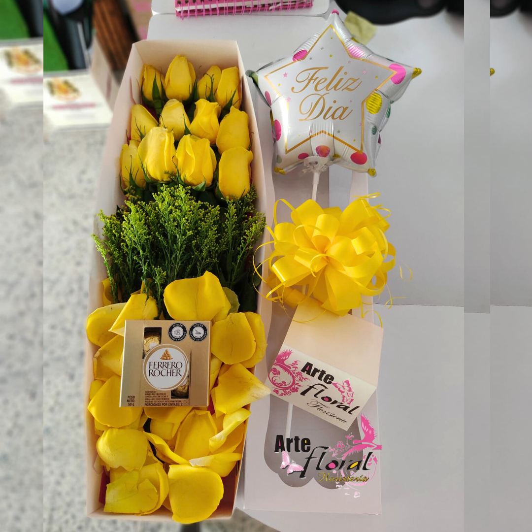 caja de 12 rosas amarillas - rosas cali