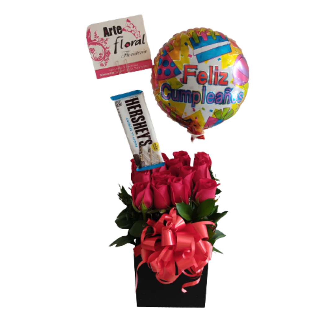 Cubo de rosas rojas , hershey - Floriseria en cali