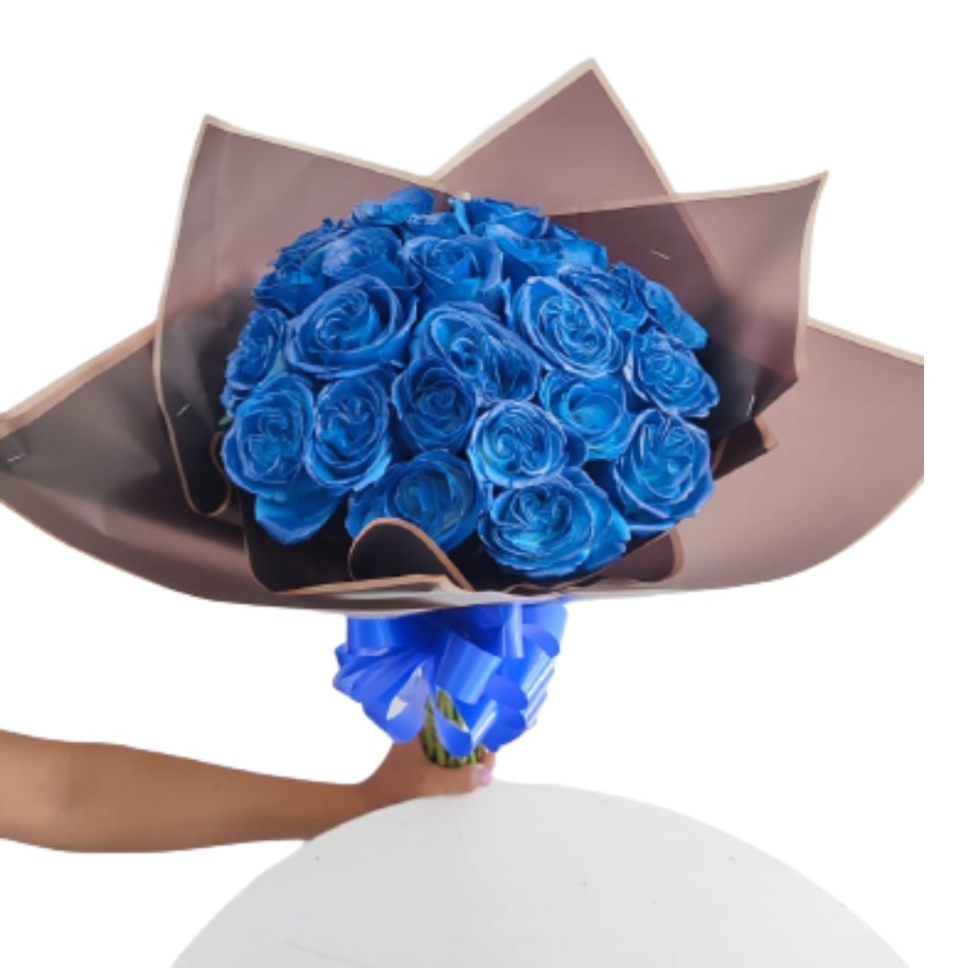 Buchon con rosas azules - floristeria cali rosas azules, floristeria cali, envios a domicilio