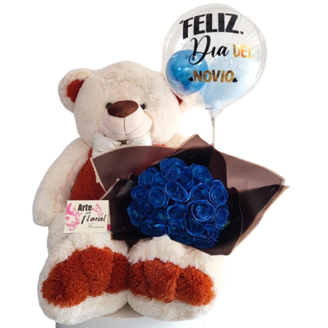 oso con bouquet - Floristeria cali