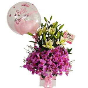 Arreglo en orquídeas y lirios -floristería Cali