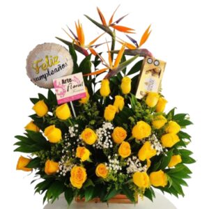 Arreglo floral amarillo- floristeria cali