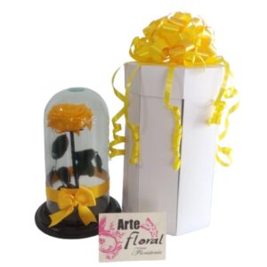 Rosa preservada Amarilla en caja sorpresa -floristería Cali