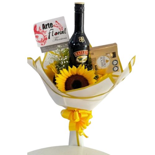 Arreglo de girasoles, licor, chocolates- Floristerías en Cali Arreglo de girasoles, licor, chocolates- Floristerías en Cali