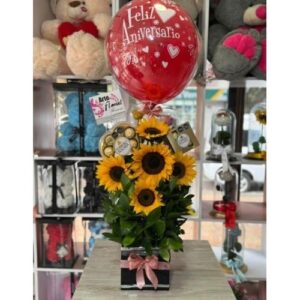 Ramo de girasoles y chocolates-Floristerias en cali