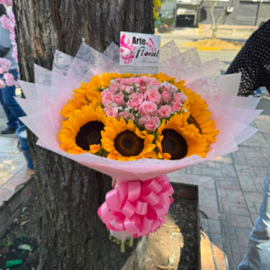 Ramo buchón de rosas y girasoles -floristerias en cali